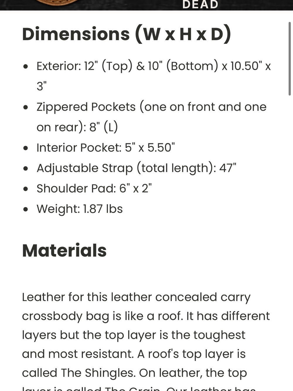 Love 41 by Saddleback Leather Concealed Carry Crossbody - Picture 6 of 6